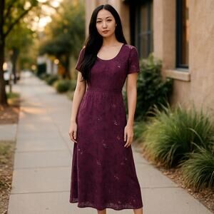 Vintage Dark Romance Fairy Goth Floral Maxi Dress Size 10 Purple Y2K 90s Witch